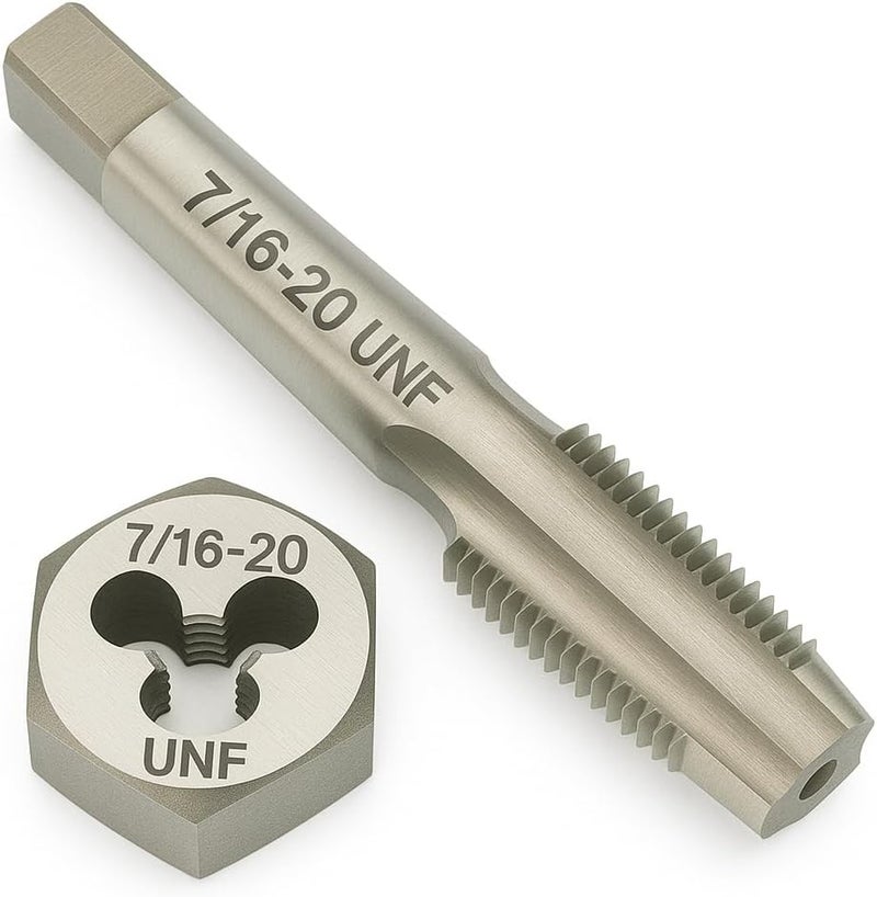 Yamesh 7/16"-20 Thread Tap and Die Set HSS Tap with GCr15 Alloy Steel Hex Die Right Hand Thread Repair Tool for Metalworking and Machinery - Image 1